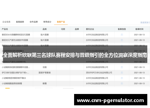 全面解析欧联第三名球队赛程安排与晋级指引的全方位洞察深度指南